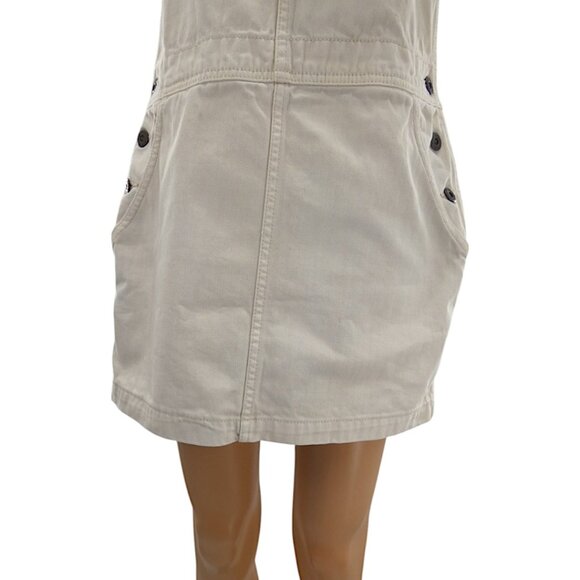 Free People Cream Pinafore Mini Dress Size W30 Cottagecore Layering Bib Overalls - Picture 6 of 13